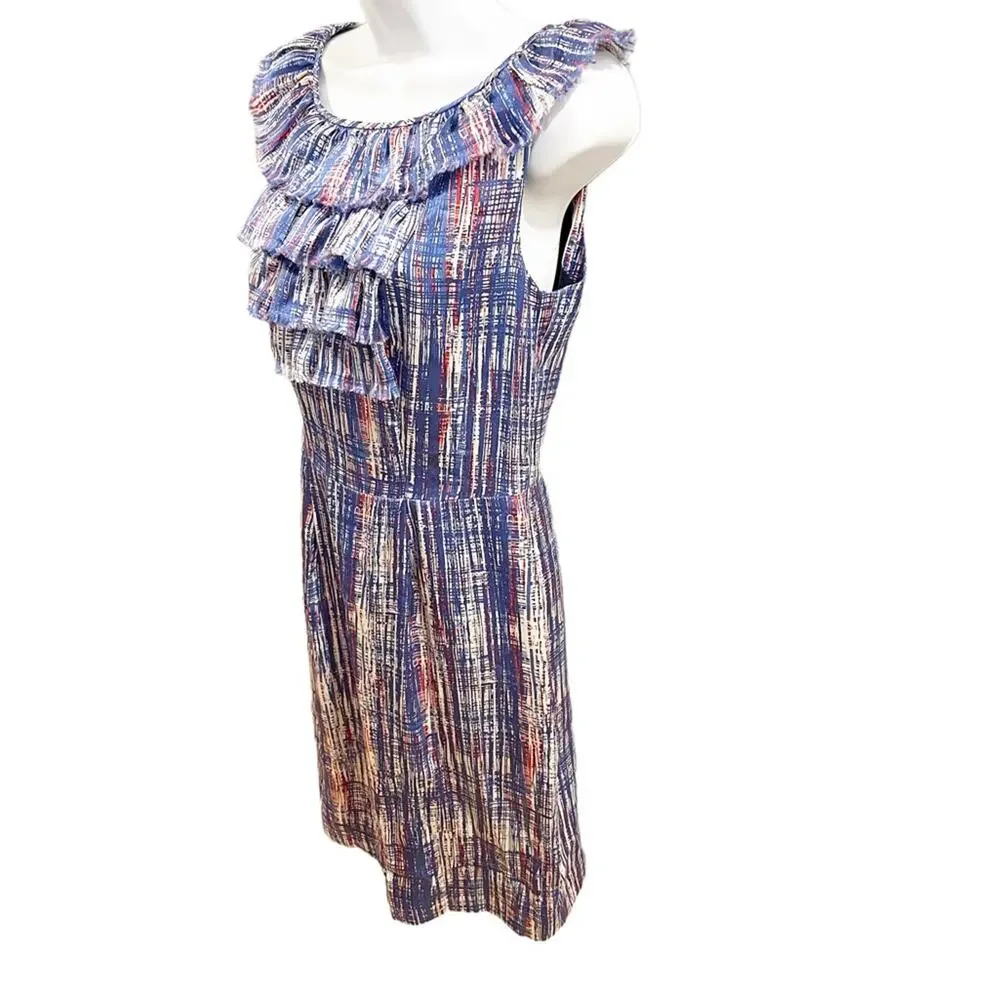 Kate Spade Silk Knee Length Dress Ruffle Front Sheath Dress Size 6